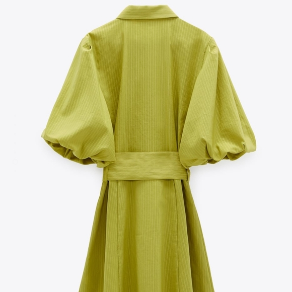 ZARA | Voluminous Sleeve Belted Dress Pistachio - Picture 15 of 16